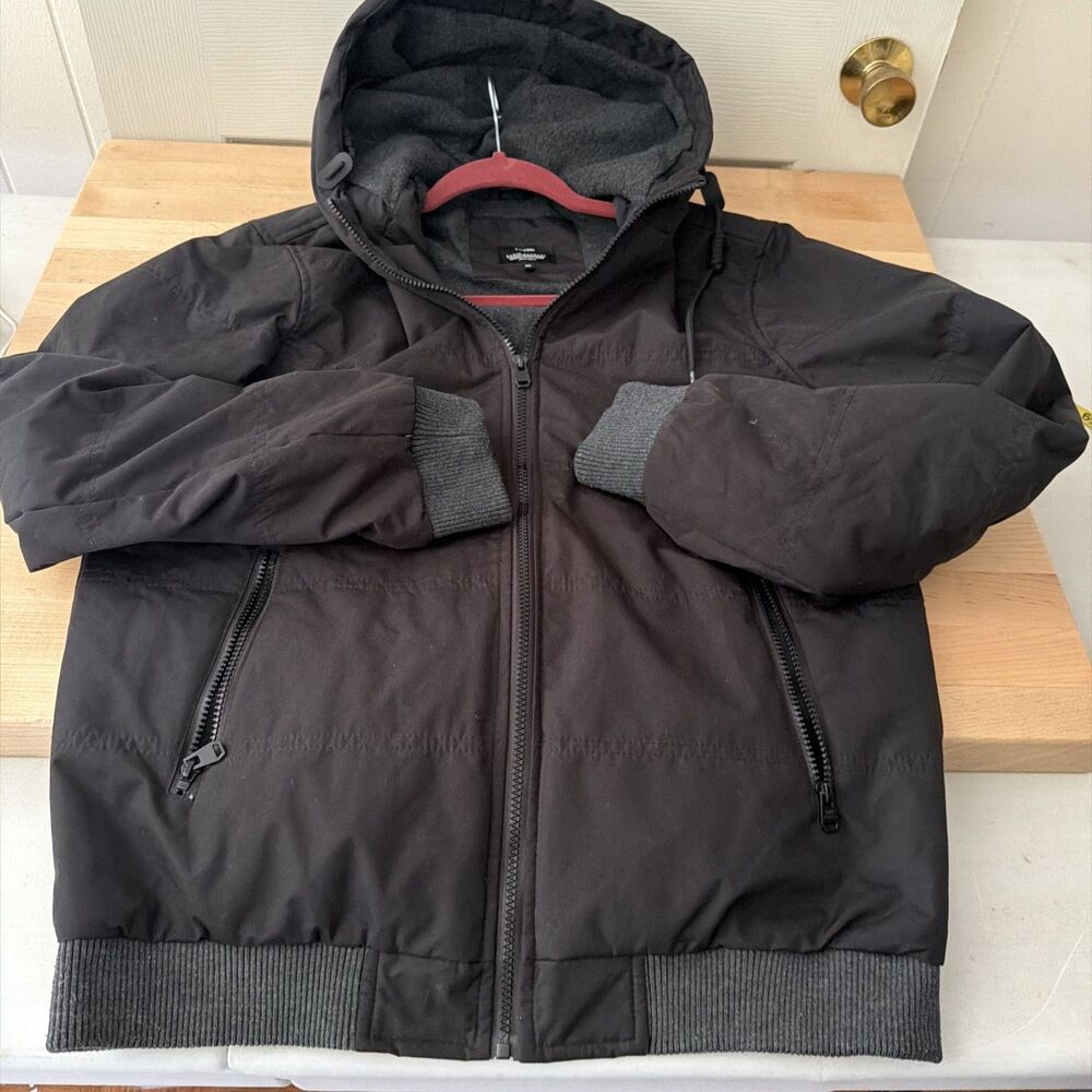 Tiffosi Men's Belcher Hooded Bomber Jacket Black Water Resistant Size M